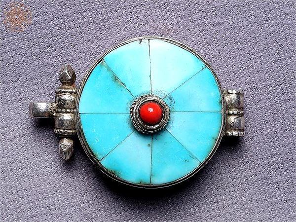 exotic india Silver Blue Ghau Pendant | Turquoise Stone Jewelry