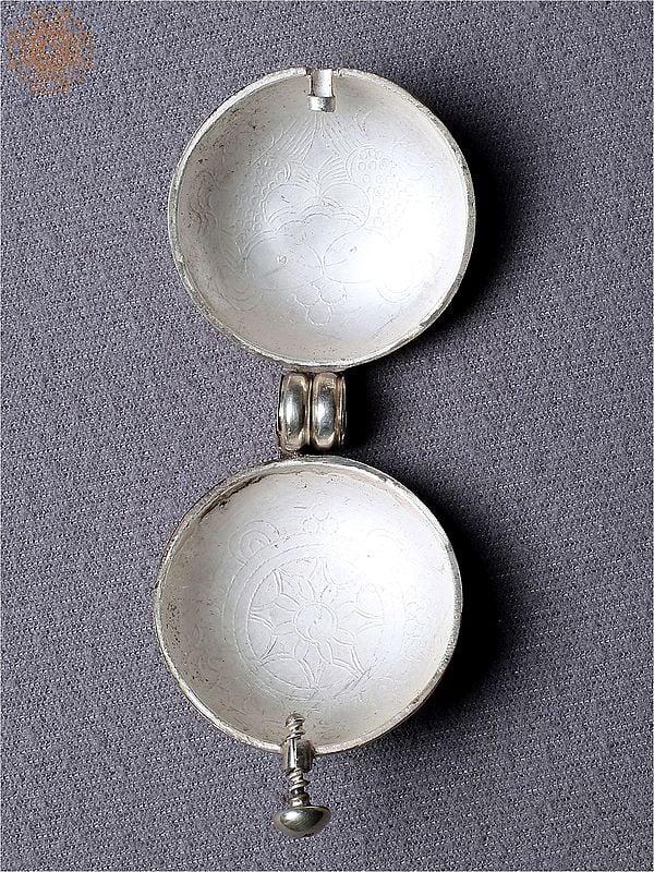 Exotic India Silver Ghau Pendant With Matsyayugma Symbol