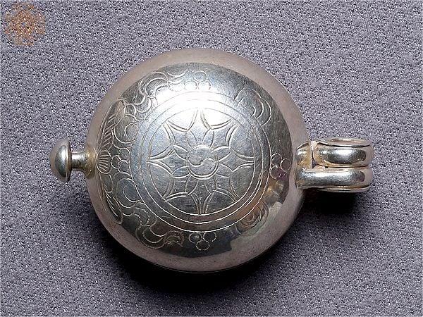Exotic India Silver Ghau Pendant With Parasol Symbol