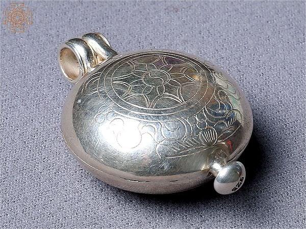 Exotic India Silver Ghau Pendant With Parasol Symbol