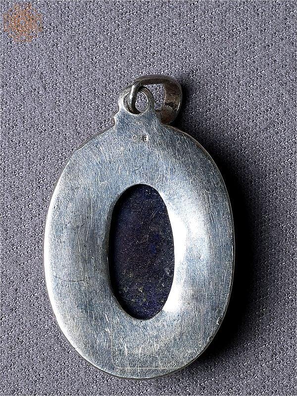 Exotic India Silver Oval Pendant | Sterling Silver Jewelry