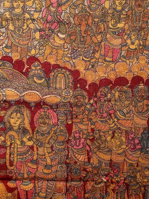 Exotic India Sita Kalyanam (Wedding Of Rama Sita) | Kalamkari Painting