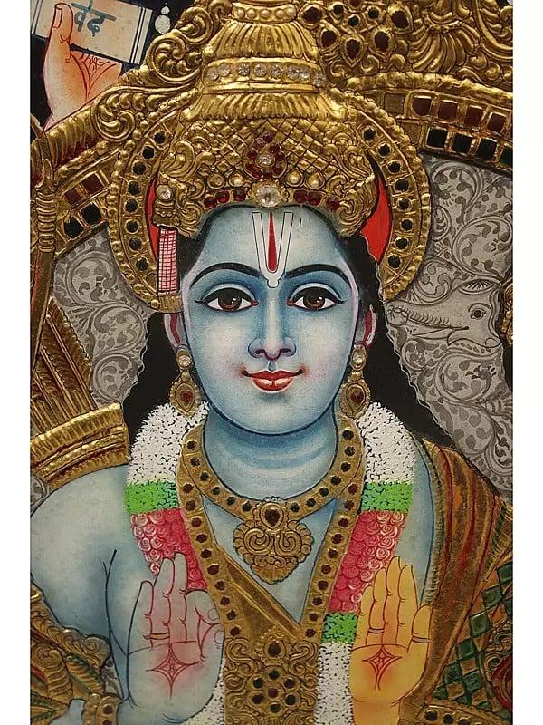 Exotic India Sita Ram Pattabhishekam | Traditional Colors With 24 Karat Gold | With Frame