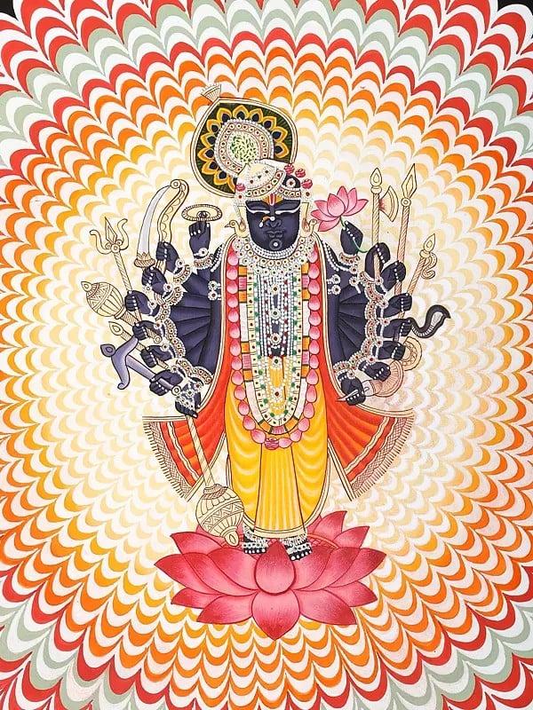 Exotic India Sixteen Armed Shrinathji | Pichwai Painting 