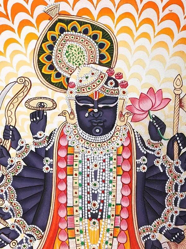 Exotic India Sixteen Armed Shrinathji | Pichwai Painting 