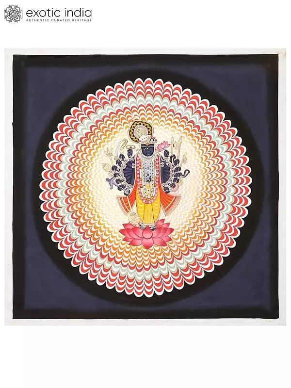 exotic india Sixteen Armed Shrinathji | Pichwai Painting 