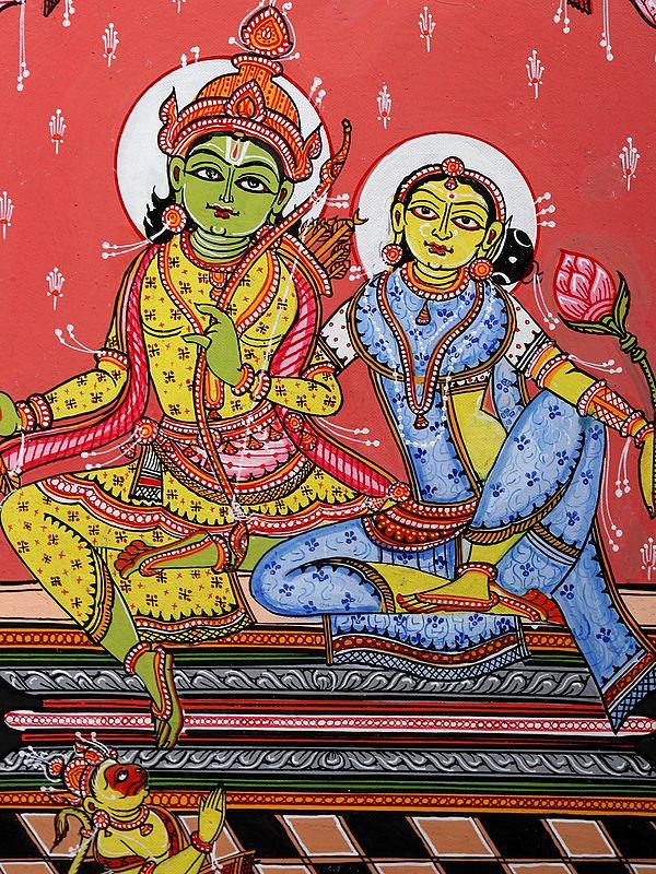 Exotic India Siya - Ram With Bhakta Hanuman | Pattachitra Painting From Odisha