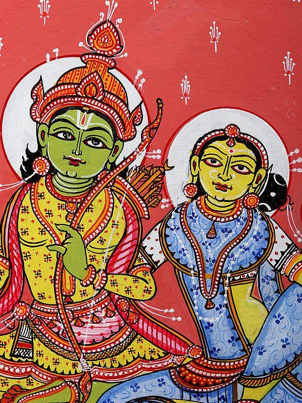 Exotic India Siya - Ram With Bhakta Hanuman | Pattachitra Painting From Odisha