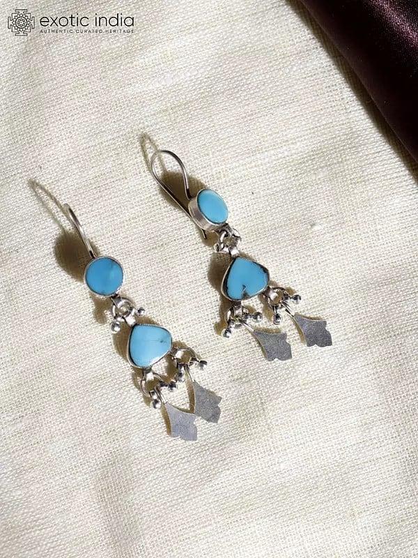Exotic India Sleeping Beauty Turquoise Earrings | Sterling Silver Jewelry 