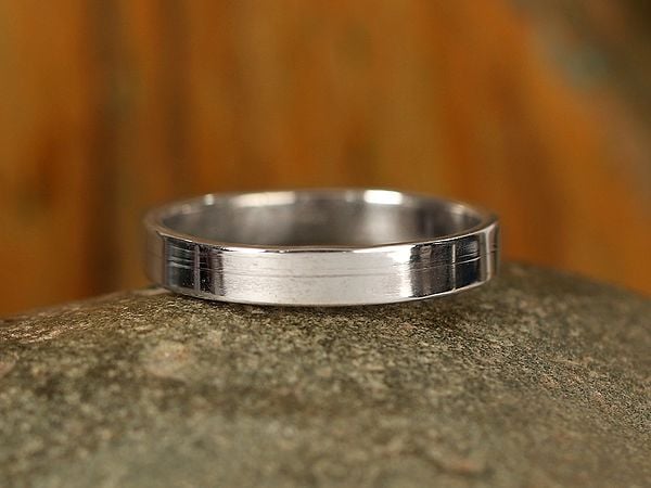Exotic India Slim Flat Silver Band Ring | Sterling Silver Rings 
