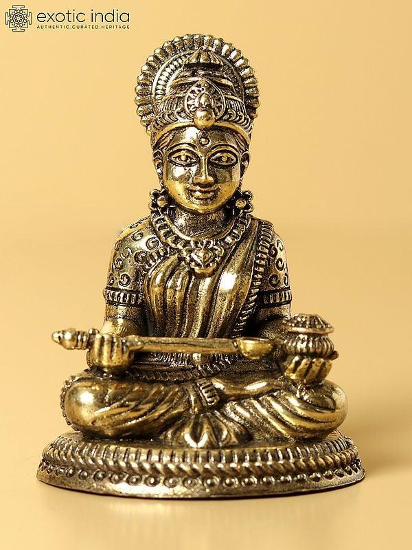 exotic india Small Brass Superfine Statue of Goddess Annapurna (Multiple Sizes) 