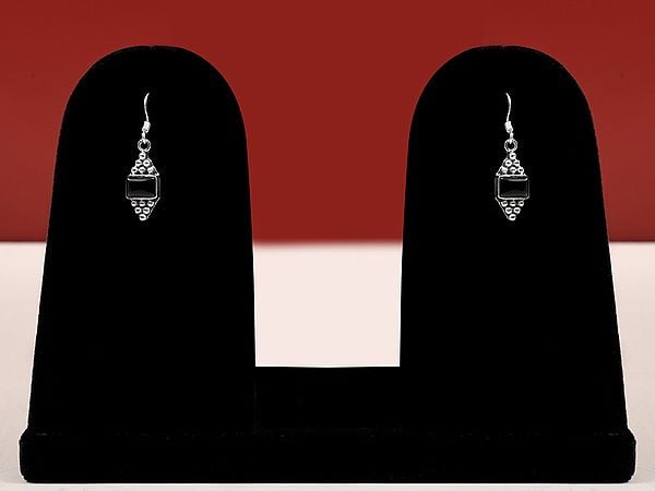 exotic india Small Sterling Silver Dangle Earring with Gemstone 