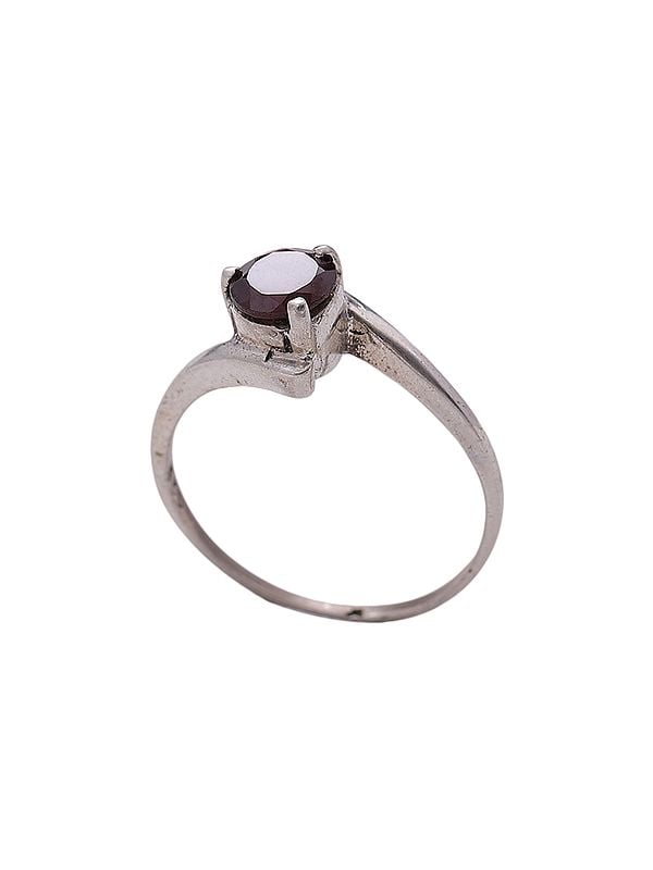 Exotic India Small Sterling Silver Ring With Gemstone 