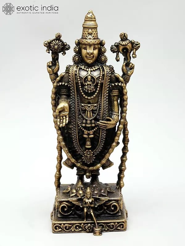 exotic india Small Superfine Lord Venkateswara Swami and Garuda | Ideal for Puja 
