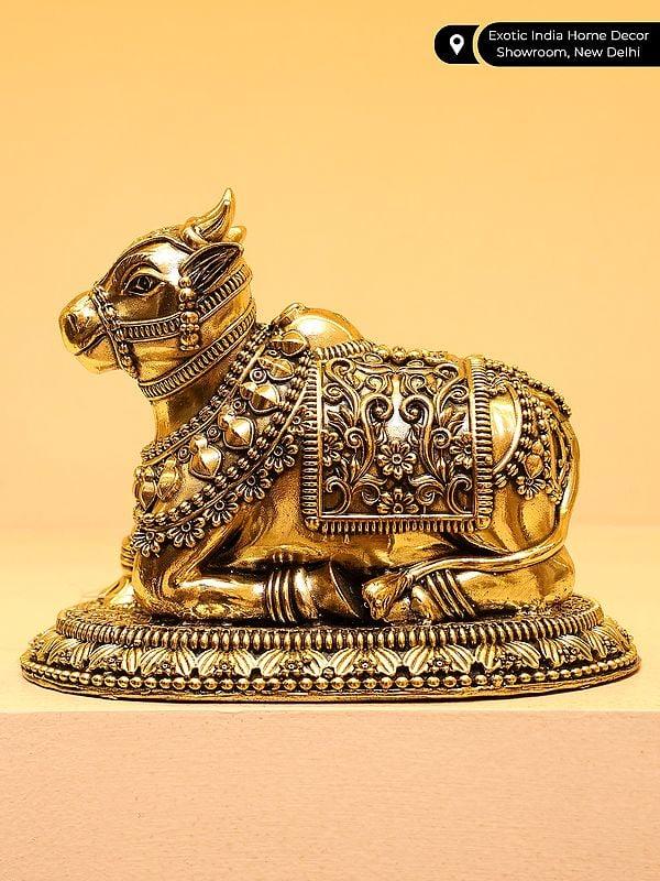 Exotic India Small Superfine Nandi - Vahana Of Lord Shiva | Brass Statue 