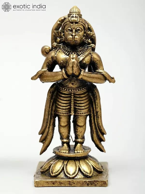 Exotic India Small Superfine Pair Of Lord Hanuman And Garuda Standing In Namaskar Gesture | Ideal For Puja 
