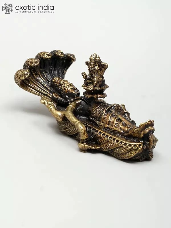 Exotic India Small Superfine Sheshashayi Vishnu With Brahma’s Birth On Lotus | Ideal For Puja 