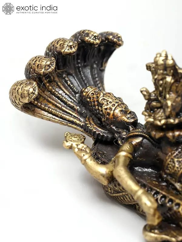 Exotic India Small Superfine Sheshashayi Vishnu With Brahma’s Birth On Lotus | Ideal For Puja 