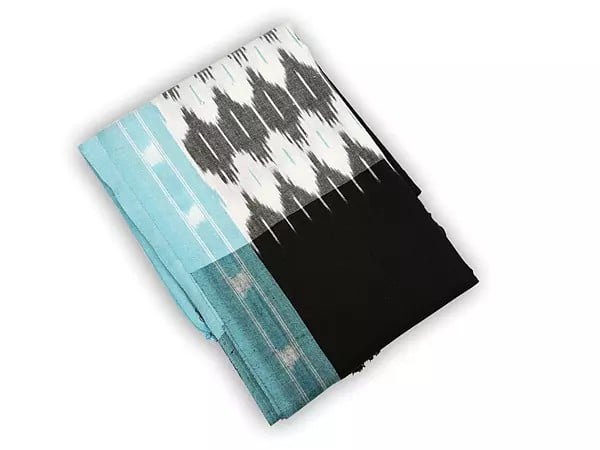 Exotic India Smoky-Gray Salwar Kameez Fabric From Pochampally With Ikat Weave 