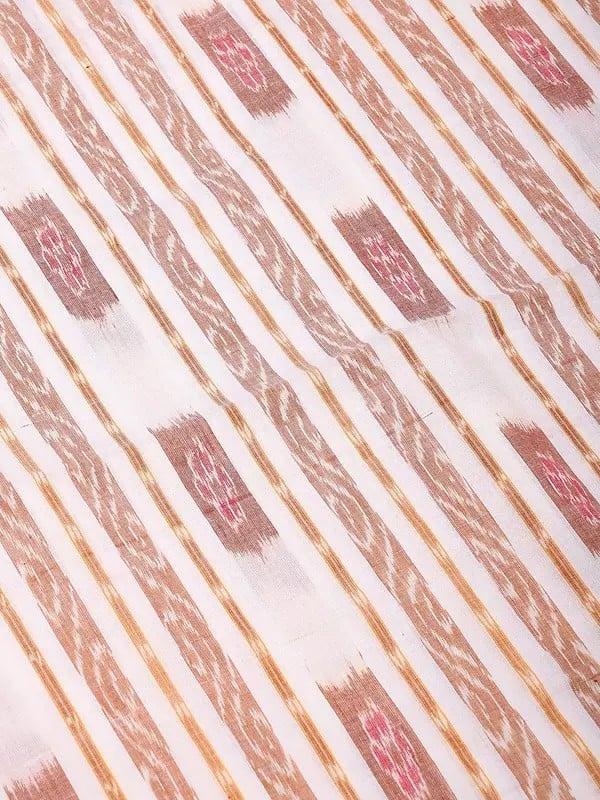 Exotic India Snow-White Pure Cotton Sambalpuri Ikat Handloom Fabric