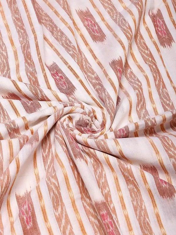 Exotic India Snow-White Pure Cotton Sambalpuri Ikat Handloom Fabric