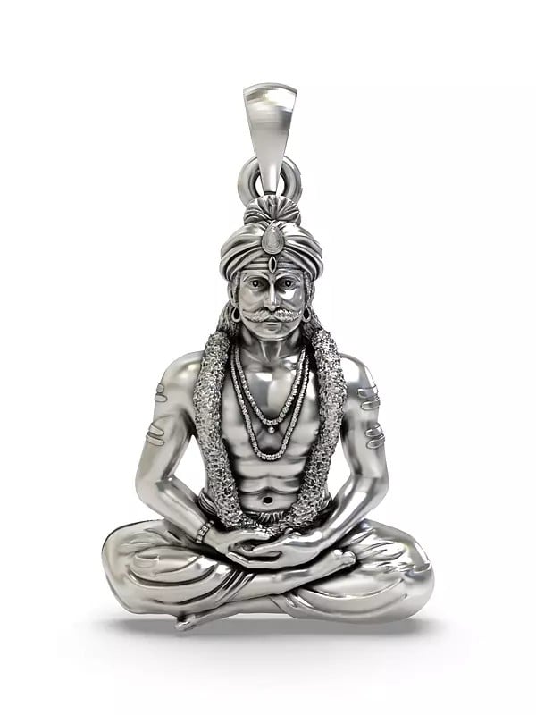 exotic india South Indian Deity Muneshwara Swamy Pendant 