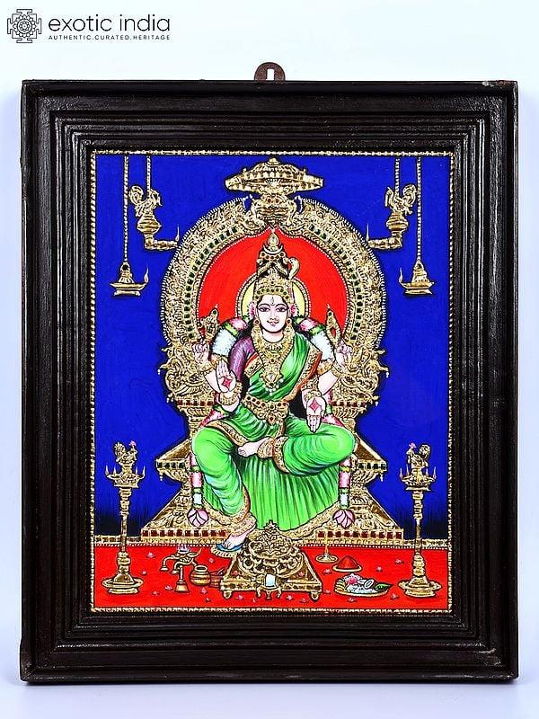 exotic india South Indian Goddess Mariamman | 24 Karat Gold Work | Framed Tanjore Painting 