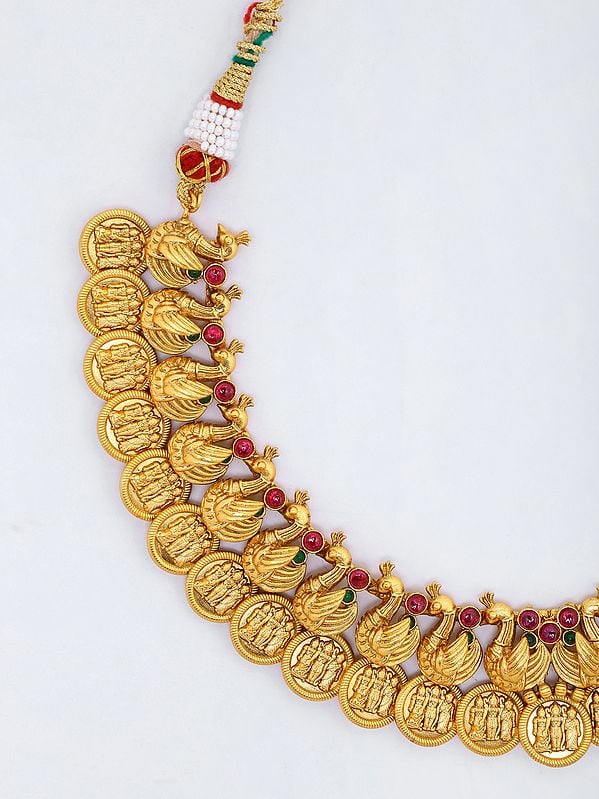 Exotic India South Indian Traditional Ram Darbar Necklace And Earrings Set 