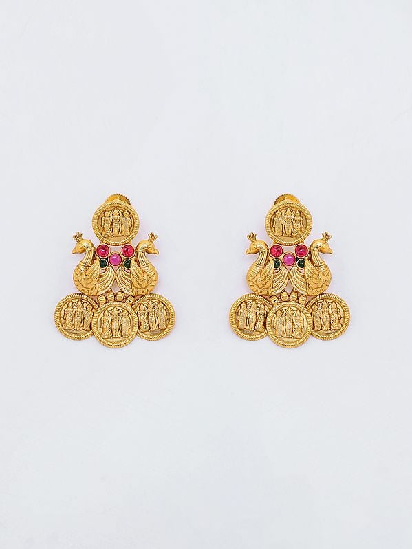 Exotic India South Indian Traditional Ram Darbar Necklace And Earrings Set 