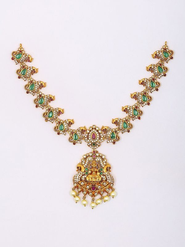 Exotic India South Indian Traditional Style Necklace And Earring Set