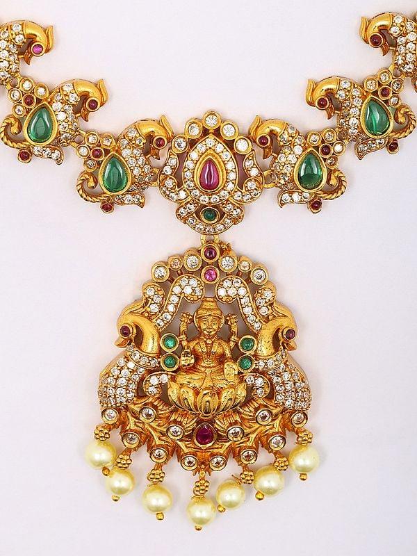 Exotic India South Indian Traditional Style Necklace And Earring Set