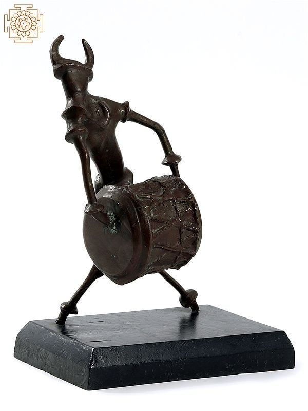 Exotic India Spirit Of Celebration: Bronze Drummer | Signed Product By Artist : Ekeshwar 