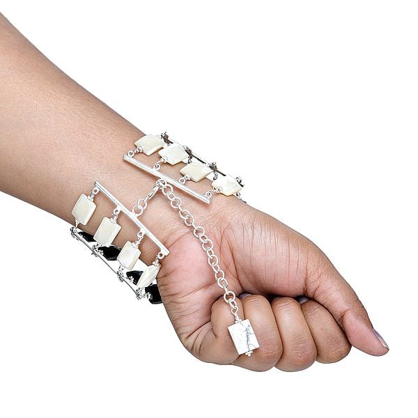 Exotic India Square Gemstone Bracelet | Sterling Silver Jewelry