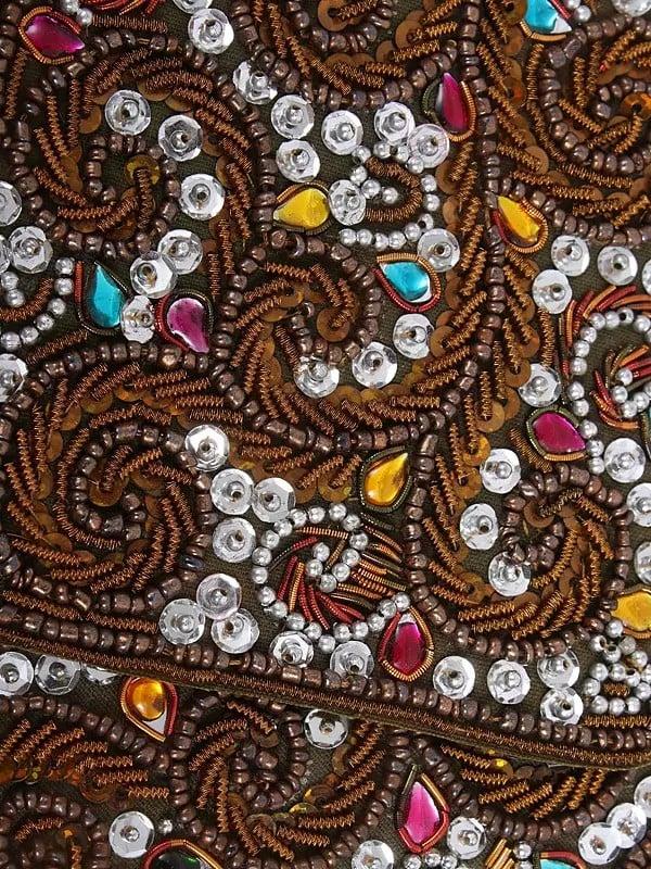 Exotic India Square Patches With Sequins Stone And Bead Embroidery 