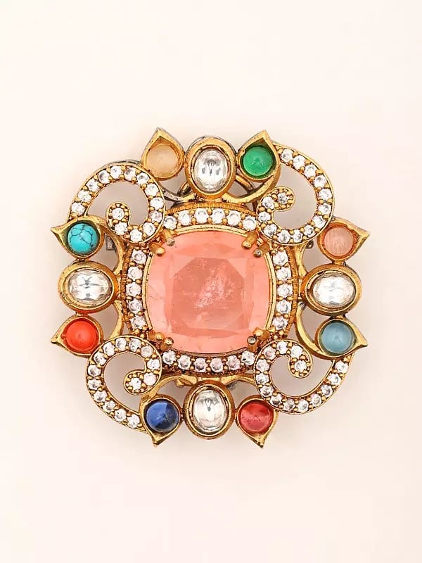 Exotic India Square Shape Multi Stone Studded Earrings 