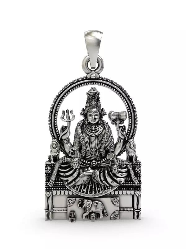 exotic india Sri Mannamma Devi Stelring Silver Folk Deity Pendant 