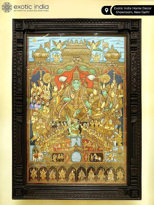 Exotic India Sri Rama Pattabhishekam (Winner Of Shilp Guru Gold Medal Award) | Traditional Colors With 24 Karat Gold 