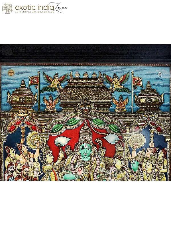 Exotic India Sri Rama Pattabhishekam (Winner Of Shilp Guru Gold Medal Award) | Traditional Colors With 24 Karat Gold 