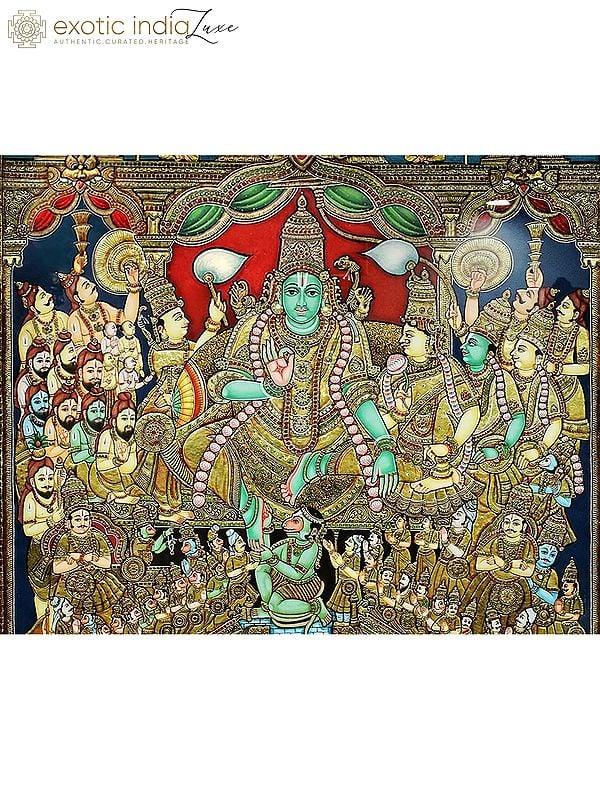 Exotic India Sri Rama Pattabhishekam (Winner Of Shilp Guru Gold Medal Award) | Traditional Colors With 24 Karat Gold 