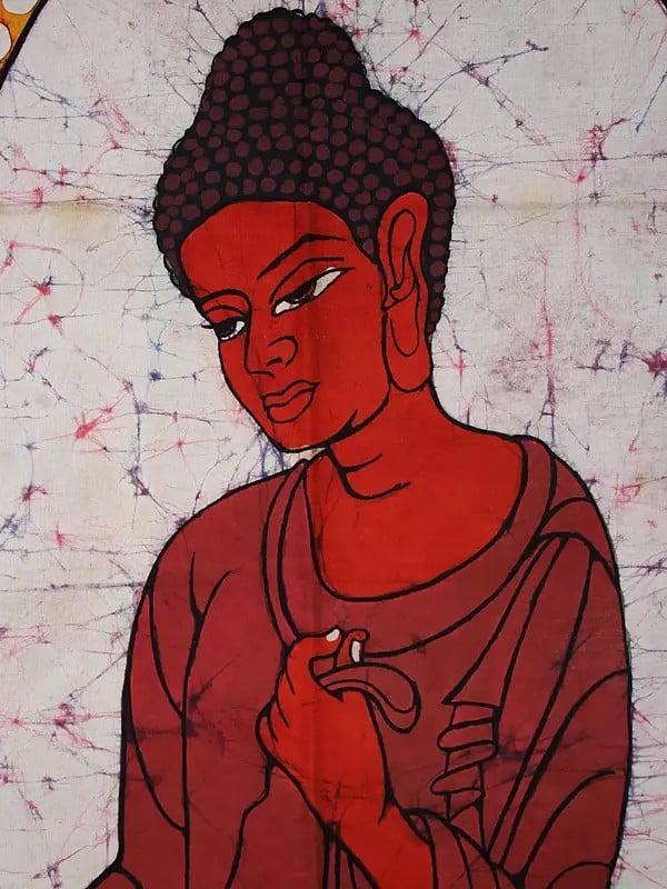 Exotic India Standing Buddha In Seedless Calm | Batik Painting