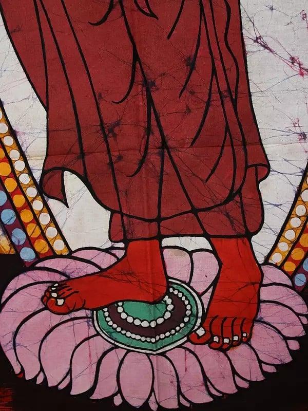 Exotic India Standing Buddha In Seedless Calm | Batik Painting