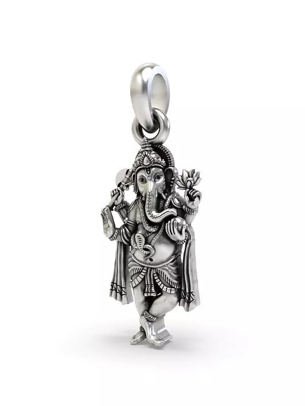 Exotic India Standing Chaturbhuja Lord Ganesha Pendant