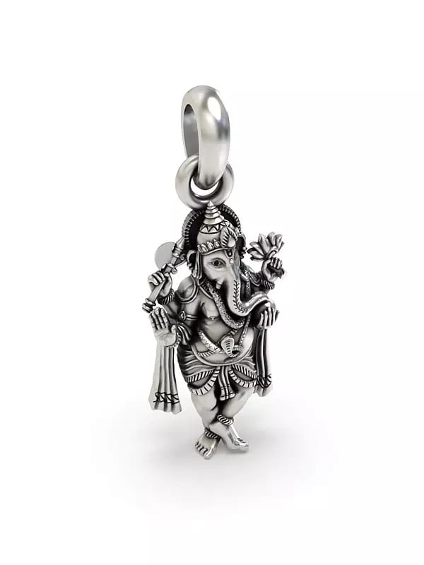 Exotic India Standing Chaturbhuja Lord Ganesha Pendant