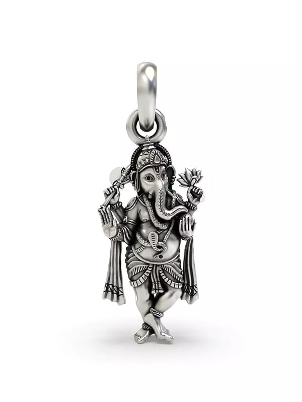 exotic india Standing Chaturbhuja Lord Ganesha Pendant 