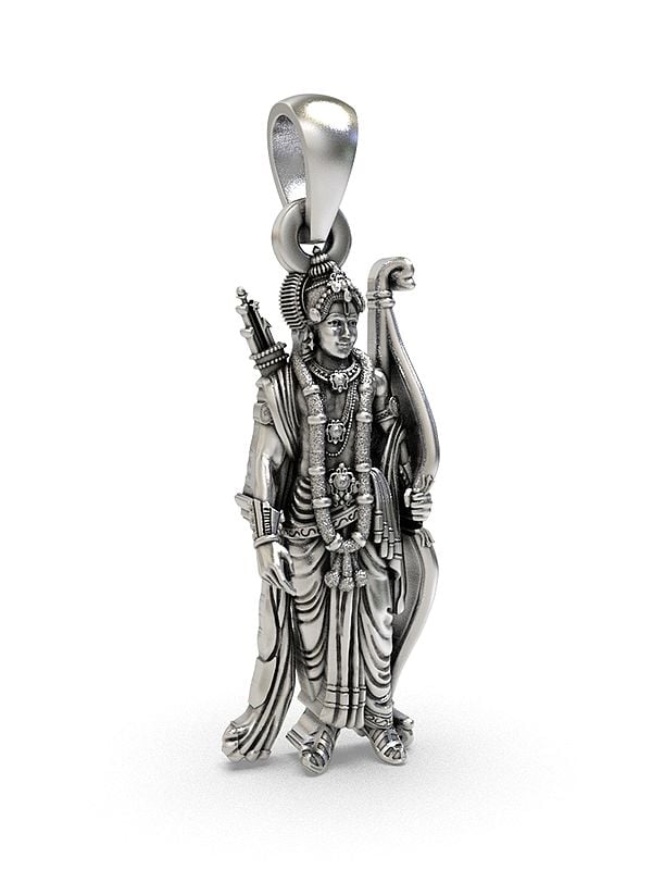 Exotic India Standing Lord Rama Sterling Silver Pendant 
