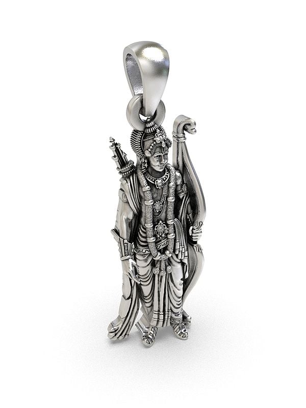 Exotic India Standing Lord Rama Sterling Silver Pendant 