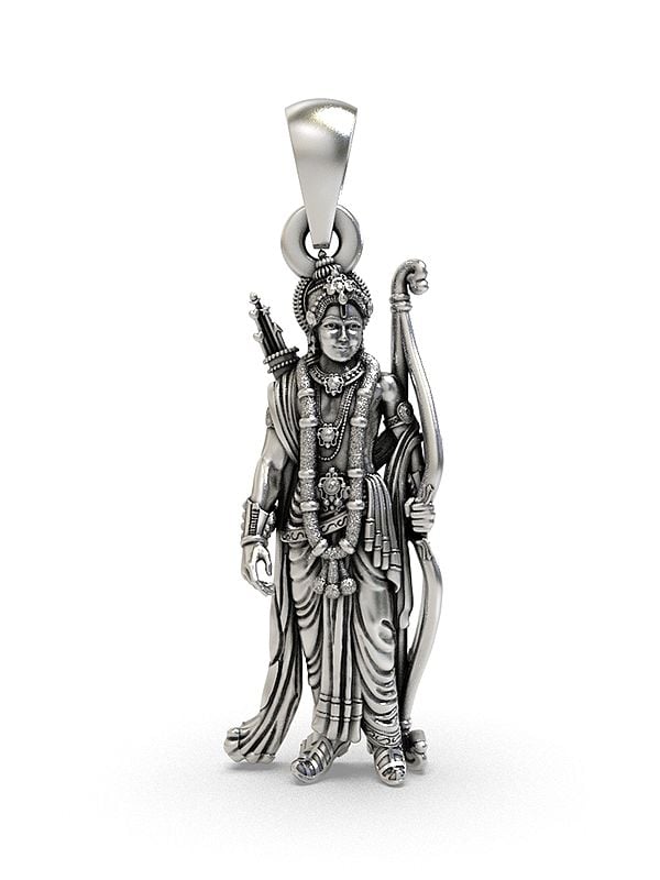 exotic india Standing Lord Rama Sterling Silver Pendant 