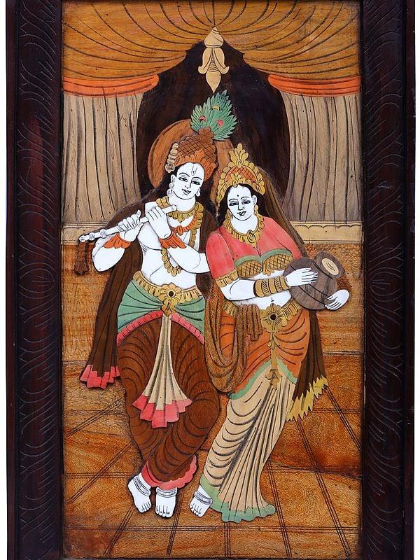 Exotic India Standing Radha Krishna | Mysore Painting 