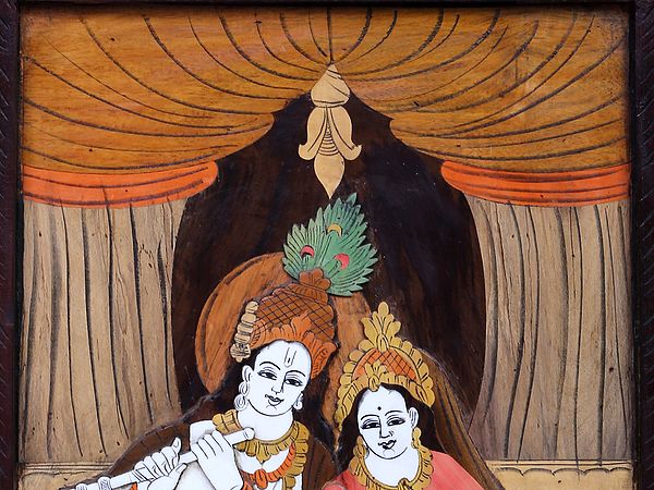 Exotic India Standing Radha Krishna | Mysore Painting 