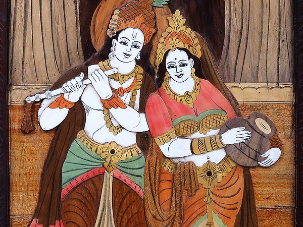 Exotic India Standing Radha Krishna | Mysore Painting 